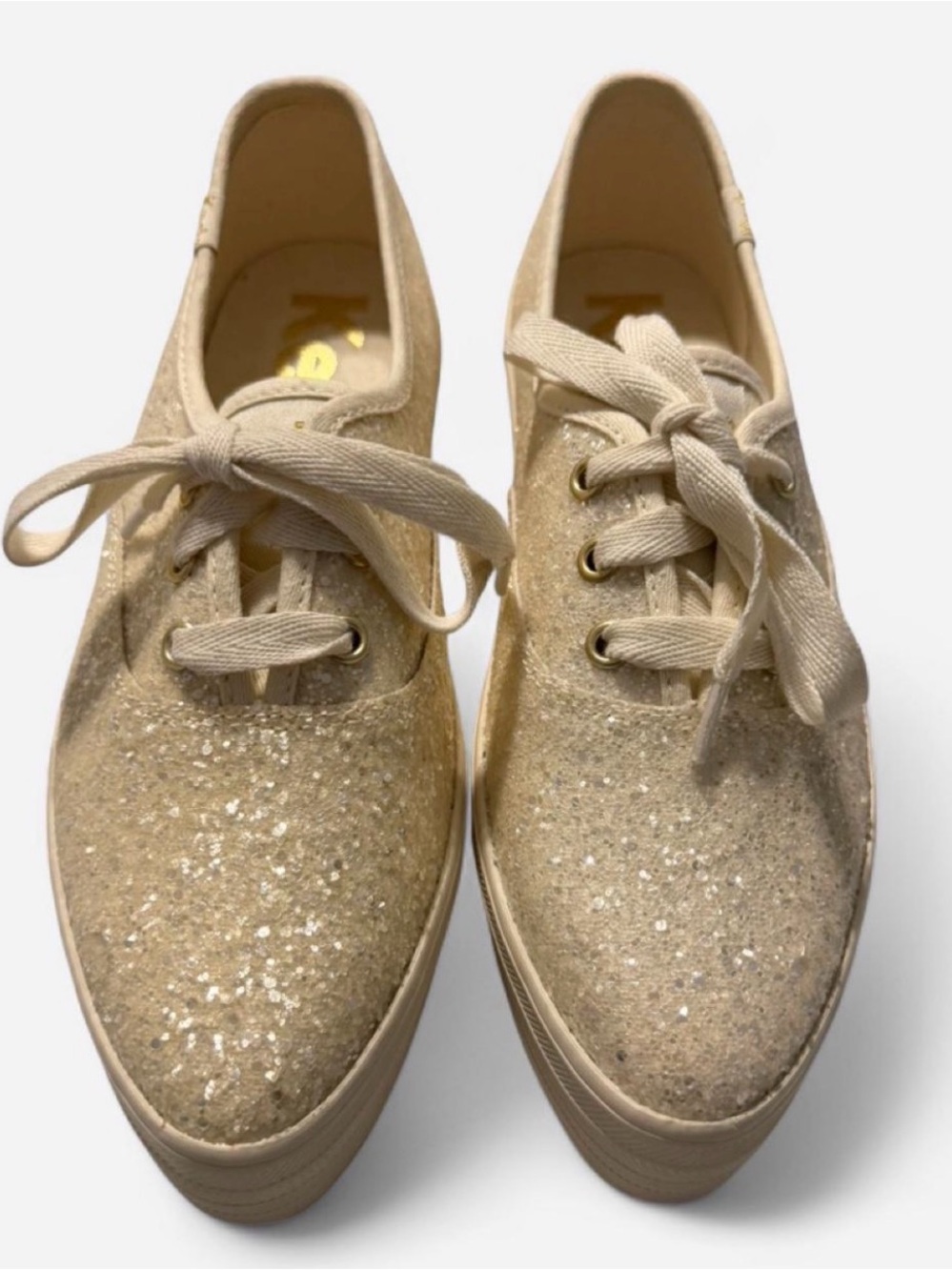 Keds Platform Celebrations Lace UpGlitter Platform Lace-Up Sneakers - Gold